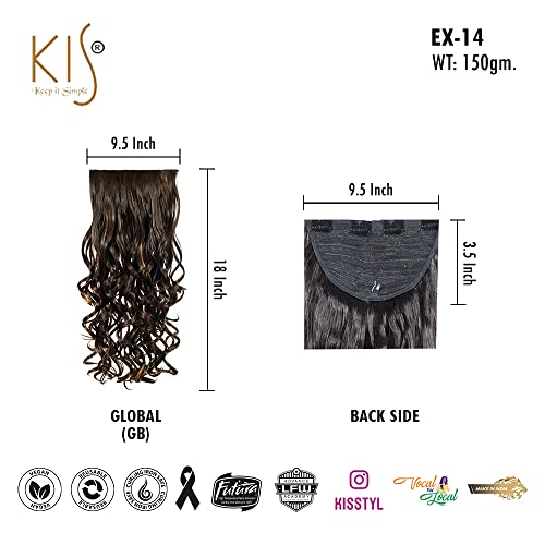 Image of KIS Synthetic Wavy Hair Extensions with 4 Clip-in for Women, Globle | 18 Inches, Natural, Soft Heat Resistant Hair, Thick Washable Reusable, Artificial Hair Clip on Extension for Bridal, Wedding