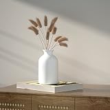 White Ceramic Vase for Decor Flower Vases for Modern Rustic Farmhouse, Decorative Vase for Pampas Grass & Dried Flowers, Idea Bookshelf Décor, Dining Table Decor Gift Medium