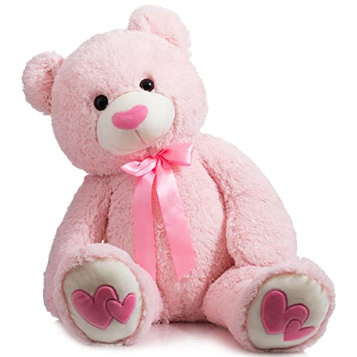 Hollyhome Giant Teddy Bear Stuffed Animal Large Bear Plush With Red Heart For Girlfriend And Kids Valentine's Day 36 Inch Pink #TOP2
