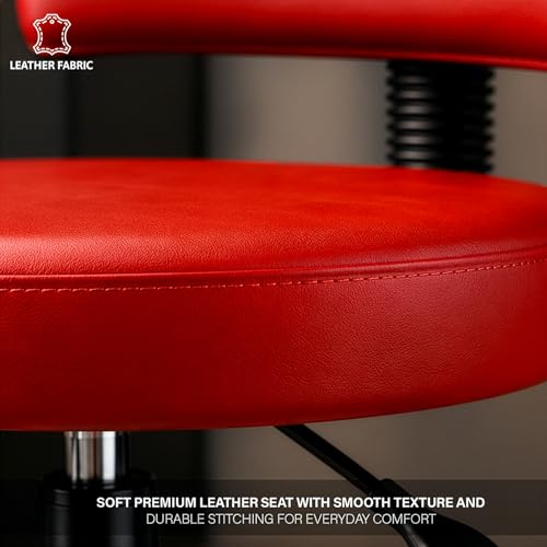 Image of DIYA Seating Chrome Rolling Study Flex Stool (1 Year Warranty) - Red