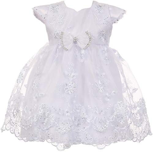 BluNight Collection Little Baby Girls Cap Sleeve Baby Doll Christening Baptism Girls Dresses