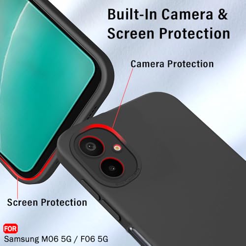 Image of TheGiftKart Liquid Silicon Back Cover Case for Samsung Galaxy M06 5G / F06 5G | Stylish Camera Protection Module | Micro-Fibre Lining Inside | Shockproof Cover for Samsung M06 / F06 (Silicone, Black)