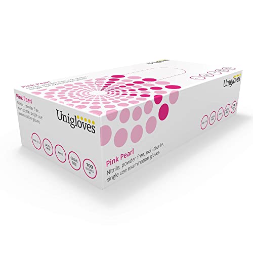 UNIGLOVES Gants d'exploration en nitrile rose, M, Boîte de 100 Cover