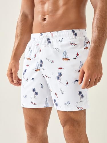 Verdusa Men's Tropical Graphic Drawstring Waist Beach Shorts Hawaiian Swim Trunks with Pockets4