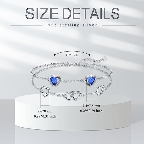 Pulsera tobillera para mujer de plata de ley 925 ROMANTICWORK 23cm ajustable 5