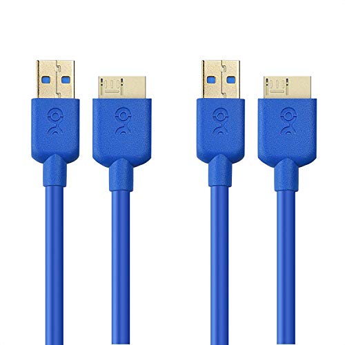 Cable Matters 2-Pack Short Micro USB 3.0 Cable 3 ft (External Hard Drive Cable, USB to USB Micro B Cable) in Blue