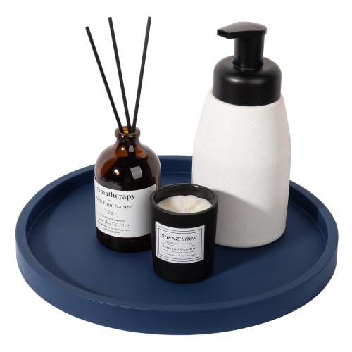 Silicone Bathroom Tray Coffee Table Decor Perfume Organizer, 10" Dark Blue