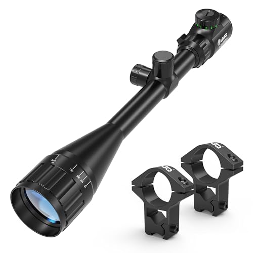 UUQ 6-24x50 AO Rifle Scope Includes Blue/Green Lens with 20mm/11mm Mount-for Hunting,Shotguns,and High-Powered,Long-Range Shooting with Rimfire,and Air Guns.Includes Illuminated Red/Green Reticle