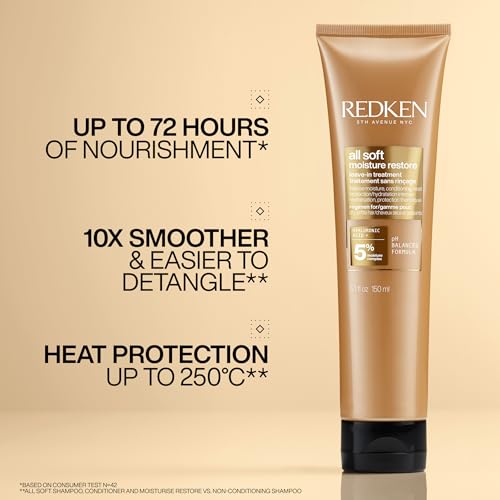 REDKEN All Soft Moisture Restore, Leave In Conditioning Moisture Boost Treatment, For Dry Hair, With Hyaluronic Acid, Hydrates and Adds Definition and Shine, 150 ml - Image 3