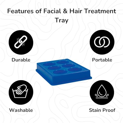 Image of 6 Cup Facial Tray for Facial Mask, Professional Washable Stain Proof Heavy Plastic Plate, Facial Makeup Cosmetic Tool, Blue (pack of 2)