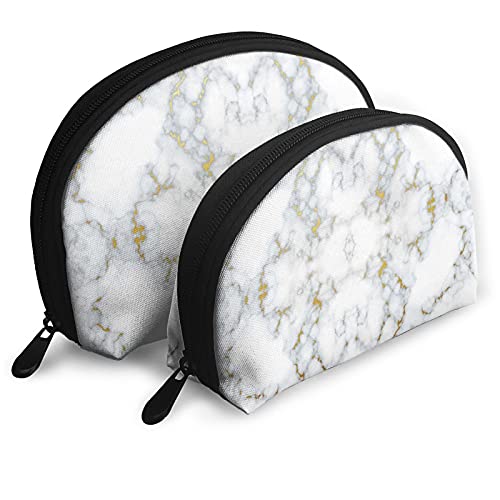 BLUBLU 2-piece cosmetic bag, travel cosmetic bag, ladies portable waterproof cosmetic bag, zipper cosmetic storage bag-Marble