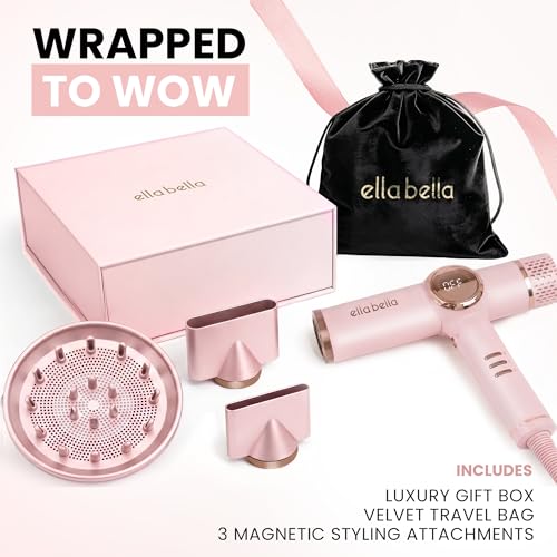 Image of ELLA BELLA Ionic Hair Dryer with Diffuser - Negative Ion Blow Dryer, Quiet