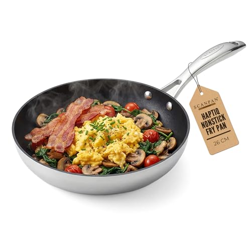 Scanpan HaptIQ 10 1/4 inch Stainless Steel-Aluminum Nonstick Fry Pan – Compatible with All Cooktops, Induction Ready, Metal Utensil Safe, Oven Safe to 500°F, Dishwasher Safe