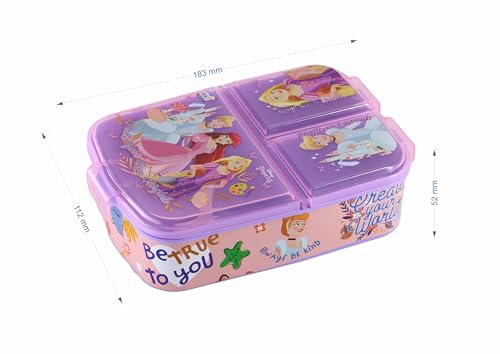 Image of SKi Homeware Trio 3 Compartment Bento Lunch /Snack Box + Sipper Bottle Combo |for Kids' School, Picnic, Sports | for Return Gifts or Party Favours- Princess