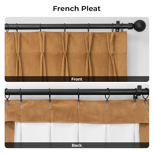 Image of HPD Half Price Drapes Velvet Blackout Curtains /Drapes - 108 Inches Long 1 Panel Blackout Curtain Signature Pleated for Living Room & Bedroom - 25W X 108L, Amber Gold