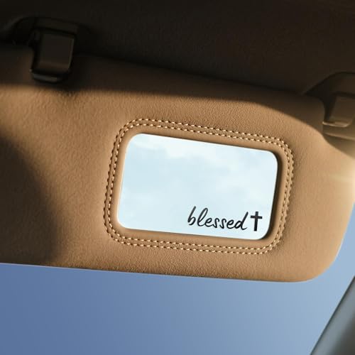 Image of 2-Pack Blessed Cross Rearview Mirror Sticker, Christian Car Stickers and Decals with 4PCS Hanging Air Fresheners, Vinyl Car Mirror Accessories and Decor for Truck, Laptop, Water Bottle, Vanity Mirror