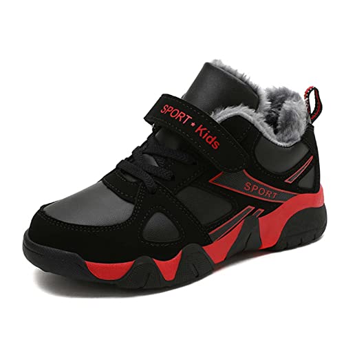 Eliogn Boys Winter Sneakers Faux Fur Ankle Booties Unisex Kids Warm High Top Traines Sport Shoes (Big Kid/Little Kid)