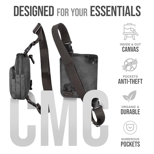 Ama Dablam 16oz Canvas Cotton Crossbody Bag w/Many Pockets | Durable Zippers | Adjustable Straps | For Travel, Gym & Daily4