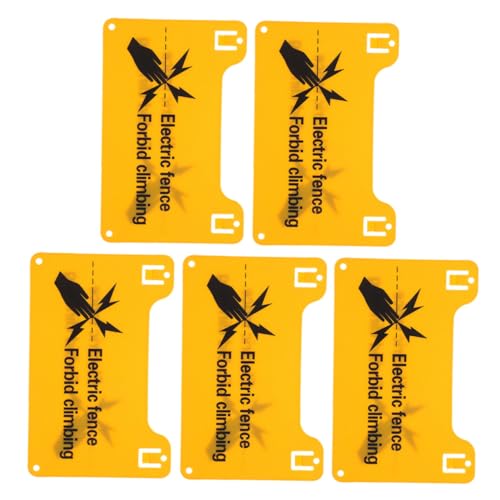 TOBBOMEY 5 pezzi Cartelli Avvertimento Recinzione Elettrica Segnali Alta Tensione per Sicurezza Proprietà Pannelli Leggeri e Portatili con Divieto Arrampicata Installazione Rapida per