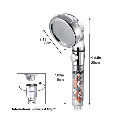 Regadera Nosame con Filtro, Alta Presión y Ahorro de Agua, con Interruptor ON/OFF, 3 Modos (Lluvia/Masaje/Chorro), para Piel y Cabello Secos, Spa miniatura 5