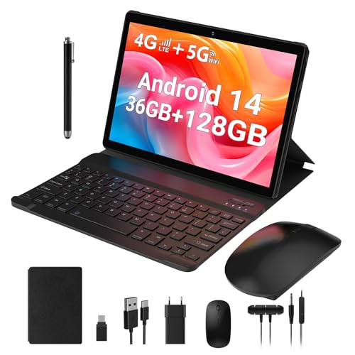 TIGERFU Android 14 Tablet,Tablet 10 Pulgadas con Ranura para Tarjeta Sim,36GB+128GB (TF 1TB),4G LTE...