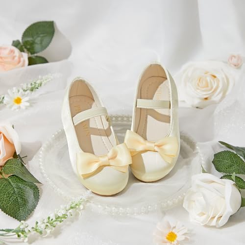 Image of PHIRAMIN Toddler Flower Girl Dress Shoes - Little Girl Ballet Flats Bow Wedding Party