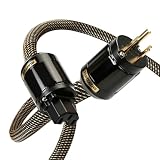 RUHTXOW 5N OFC Audiophile Power Cable for Hi-Fi System, 24K Gold Plugs 5μm, Ultra-Stiff Braided Cable...