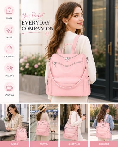 Image of Leather Backpack for Women | Large Capacity | College and Office use | PU Leather | shoulder bag for Ladies,