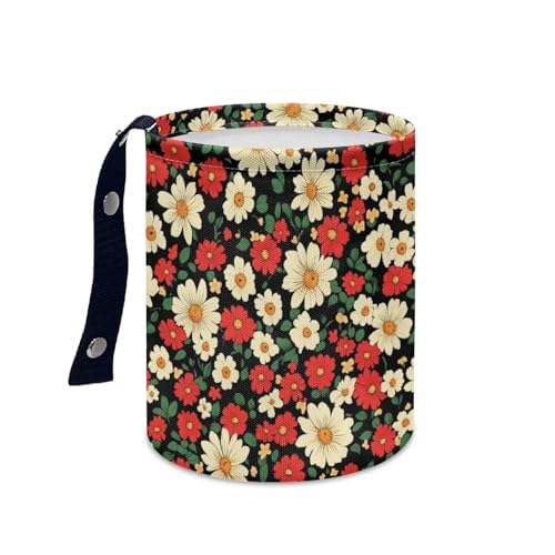Image of Car Trash Can Collapsible Auto Trash Bin Multipurpose Rubbish Holder Christmas Decoration for Front Seat, Back Seat, Floor, Headrest, Hippie Floral