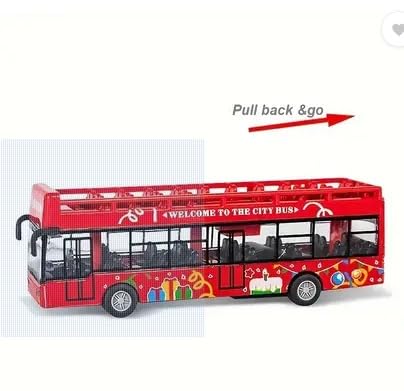 Image of City Transport Double Decker Bus Toy Open Door Deluxe Bus Toy (Blue, Green, Red, Yellow, Pack of: 1)