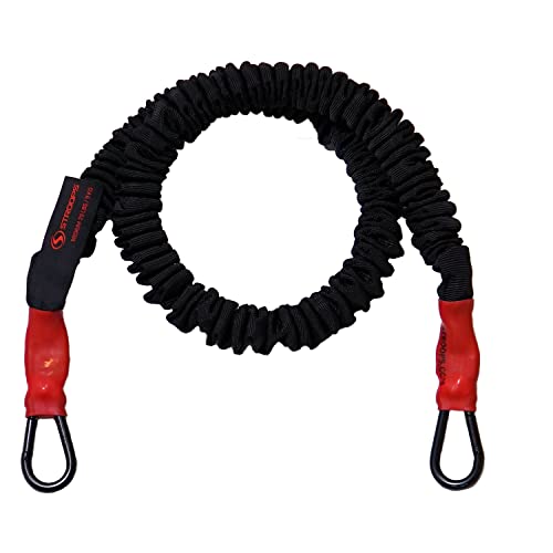 Image of Stroops Slastix Safety Sleeved Resistance Bands | Dual Clip Elastic Training Band with 4:1 Stretch Ratio for Strength, Sports Training and Rehab