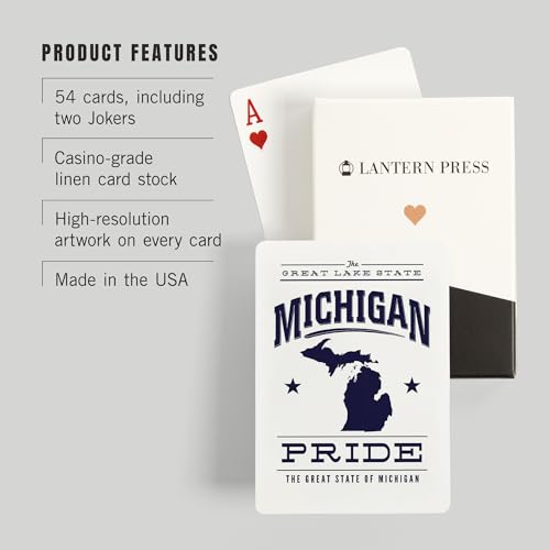 Lantern Press Michigan State Pride, Baraja Póker 52 cartas miniatura 3