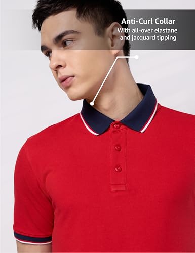 Image of Symbol Premium Men's 100% Cotton Solid Polo T-Shirt - Regular Fit | Pique Knit