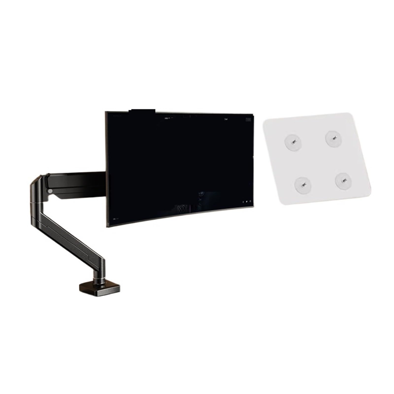 Ikpgbzxm Black Monitor Stand Riser With Robotic Arm, Pneumatic Desktop Rotation, No Holes(Black)