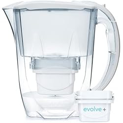 Filtro Evolve De Vand Jarra con filtro de agua Aqua Optima Oria, capacidad de 2,8 litros, con 1 cartucho de filtro de agua Evolve + de 30 días, tecnología de filtración de 5 pasos de flujo rápido para un agua más limpia