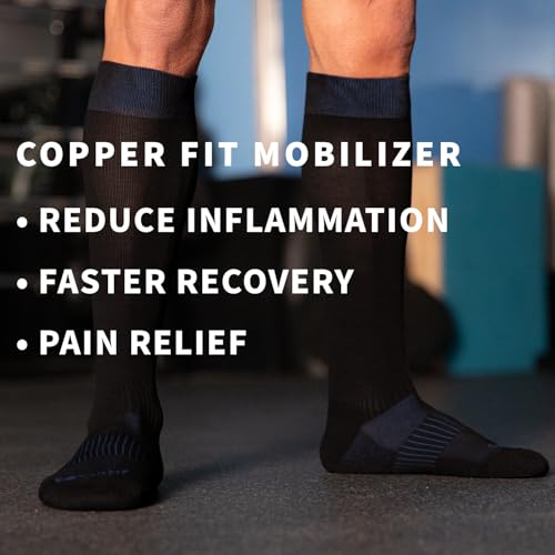 Image of Copper Fit Mobilizer Compression Socks Easy On & Off Improves Circulation, Reduces Swelling for Men & Women, Work & Running