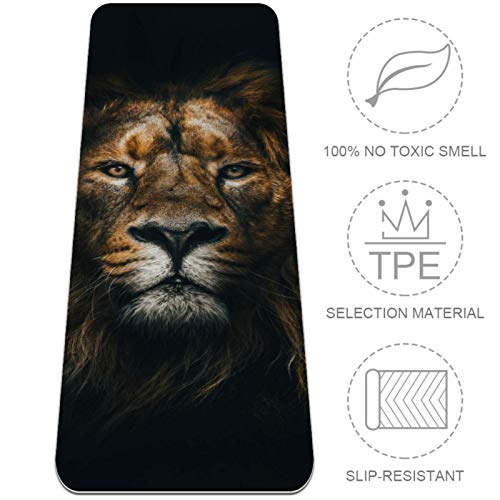 Siebzeh-Beautiful-Lion-in-Dark-Yoga-Mat-6mm-Eco-Friendly-Rubber-HealthFitness-Slip-Resistant-Mat-for-All-Types-of-Exercise-Yoga-and-Pilates-72-x-24-x-6mm-Thick