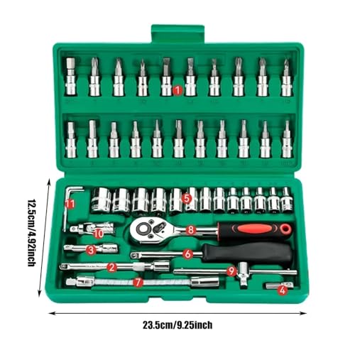 Kit combinado de herramientas 46 piezas con carraca y dados miniatura 6