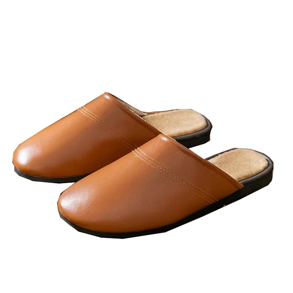 Wool Cotton Slippers Autumn and Winter Indoor Household Casual Warm Floor Leather Slippers Men Home 27 39-40