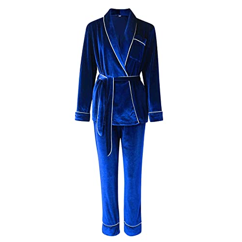 Pyjama en polaire chaud pour femme avec robe de chambre et pantalon