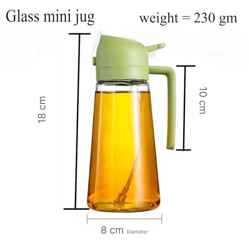 Image of 2-in-1 Oil Dispenser and Sprayer Bottle, Glass with Anti-Drip Spout, 500 ml /16oz Capacity, Leak-Proof Seal, Silicon Funnel, Large Mouth Opening