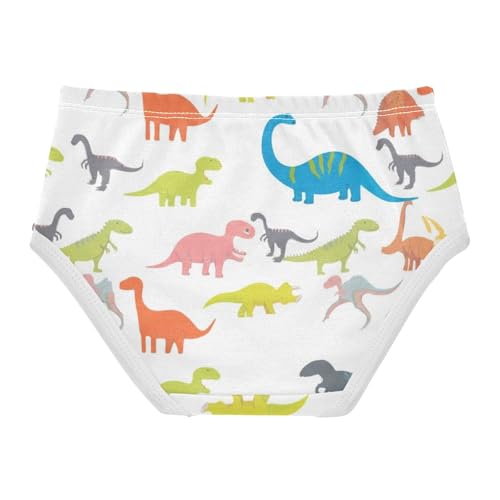 Cute Dinosaurs White Cotton Toddler Underwear, Cotton Underwear Girls, 2T–8 Years2