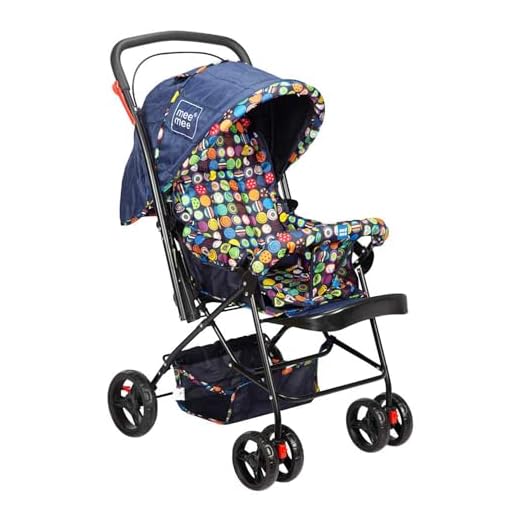 Mee Mee Baby Pram with Adjustable Seating Positions and Reversible Handle (Navy Blue Multi)