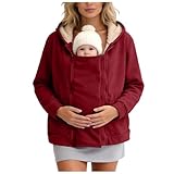 Hauetro Tragejacke Mama und Baby,Umstandsjacke Babyeinsatz Warm Teddy Fleecejacke Umstands...