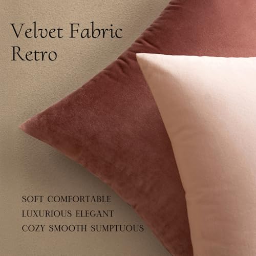 Image of MIULEE Velvet Throw Pillow Covers 20x20 Inch, Pack of 2 - Pink, Super Soft Decorative Square Cushion Cases Modern Luxury Valentines Spring Home Decor for Sofa,Couch,Bed,Chair
