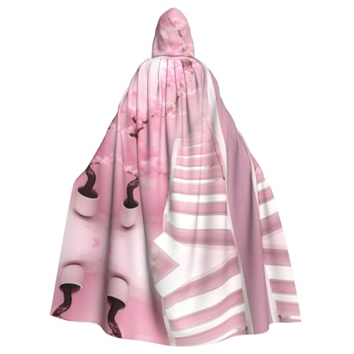 fanruoxian Cherry Blossom White Staircase Unisex Hooded Cape, Adult Decorative