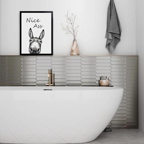 Foduuo Funny Bathroom Wall Art Decor, Black and White Donkey Wall Art, 8x10in Waterproof Canvas Framed Wall Art Animals Abstract Prints, High-end Pictures for Bedroom Kids Room — view 4