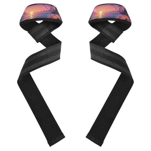 STAYTOP Beautiful Beach Scenery Wrist Straps for Weightlifting,Lifting Straps with Neoprene Cushioned Wrist Padded and Anti-Skid Silicone for Strength Training,Bodybuilding,Deadlifting