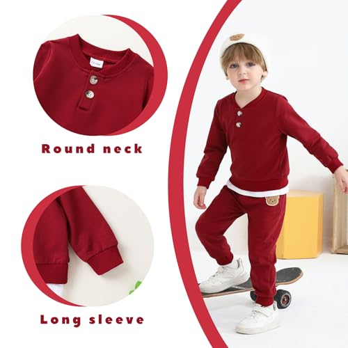 YOUNGER TREE Toddler Fall Outfits Baby Boy Sweatshirt Top Sweatpants Set Cute Sweatsuit for Boy Winter Clothes with Hat3