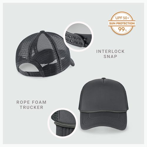 Image of CHOK.LIDS Classic Foam Trucker Hat Summer Mesh Rope Cap Solid Two Toned Blank Hat Mens Womens Adjustable Strap Light Weight
